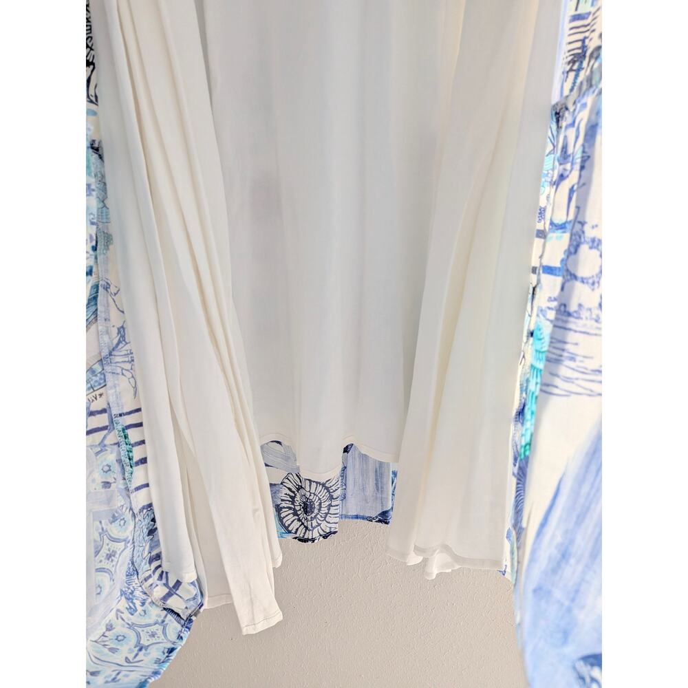 NWT Vilagallo Leila Shells Maxi Dress Blue White Short Sleeve Shift Dress 44 XL - Picture 5 of 7